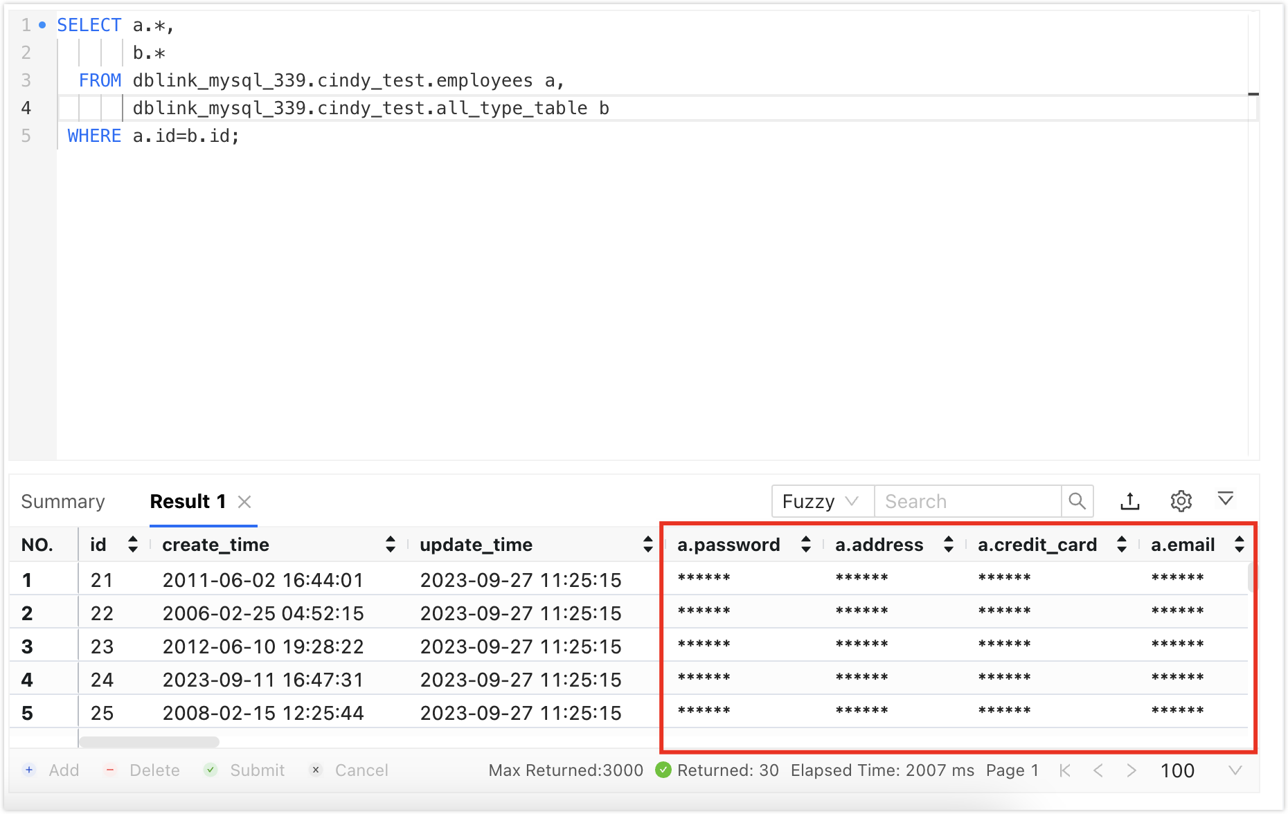 dsql_sensitive_data