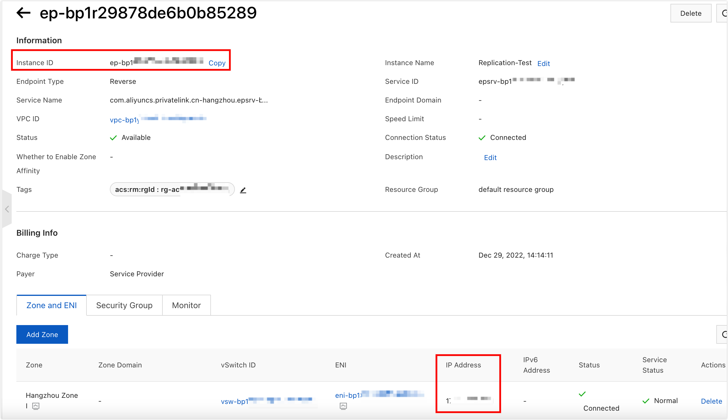 Alibaba Cloud endpoint details