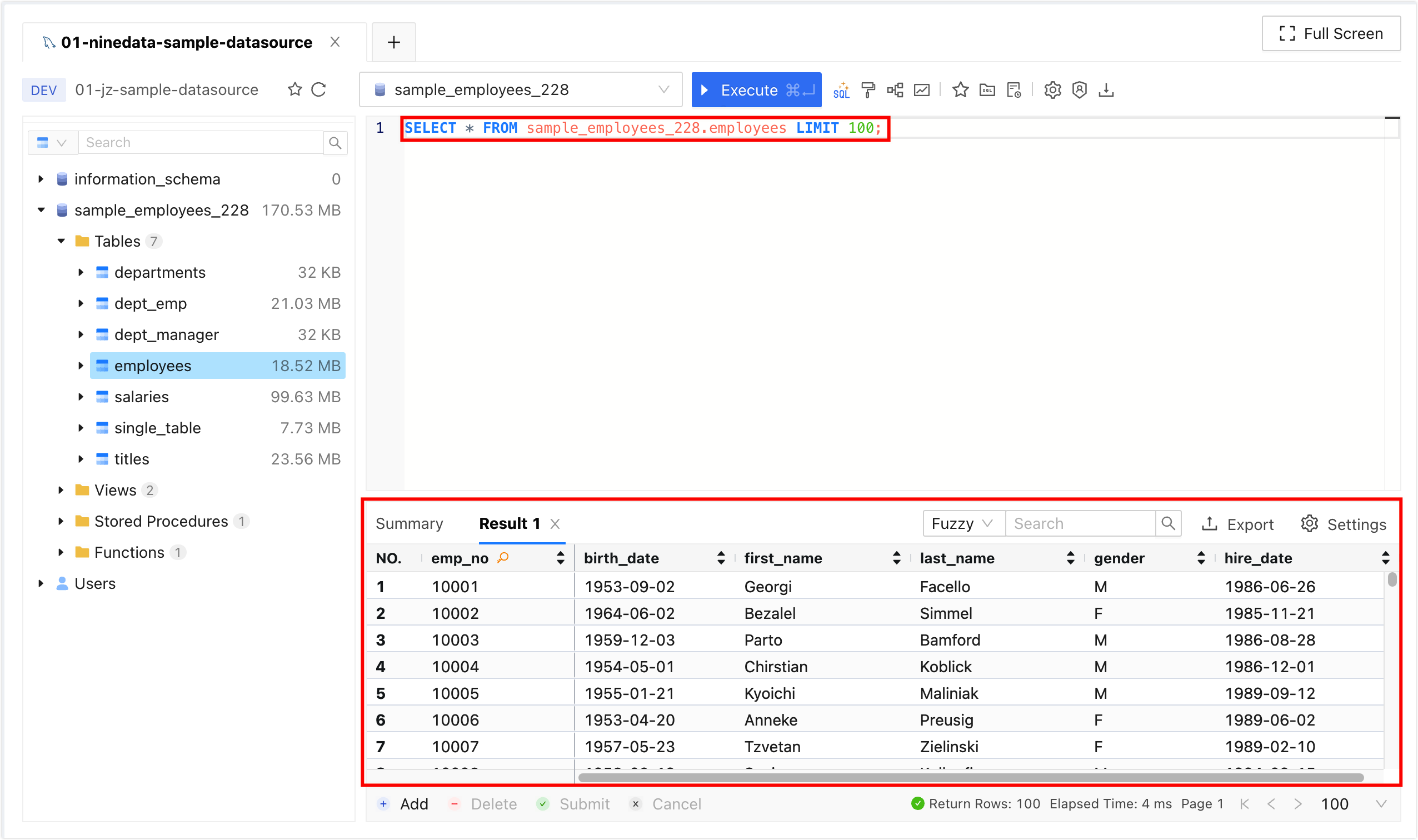 Execute SQL in the SQL Console
