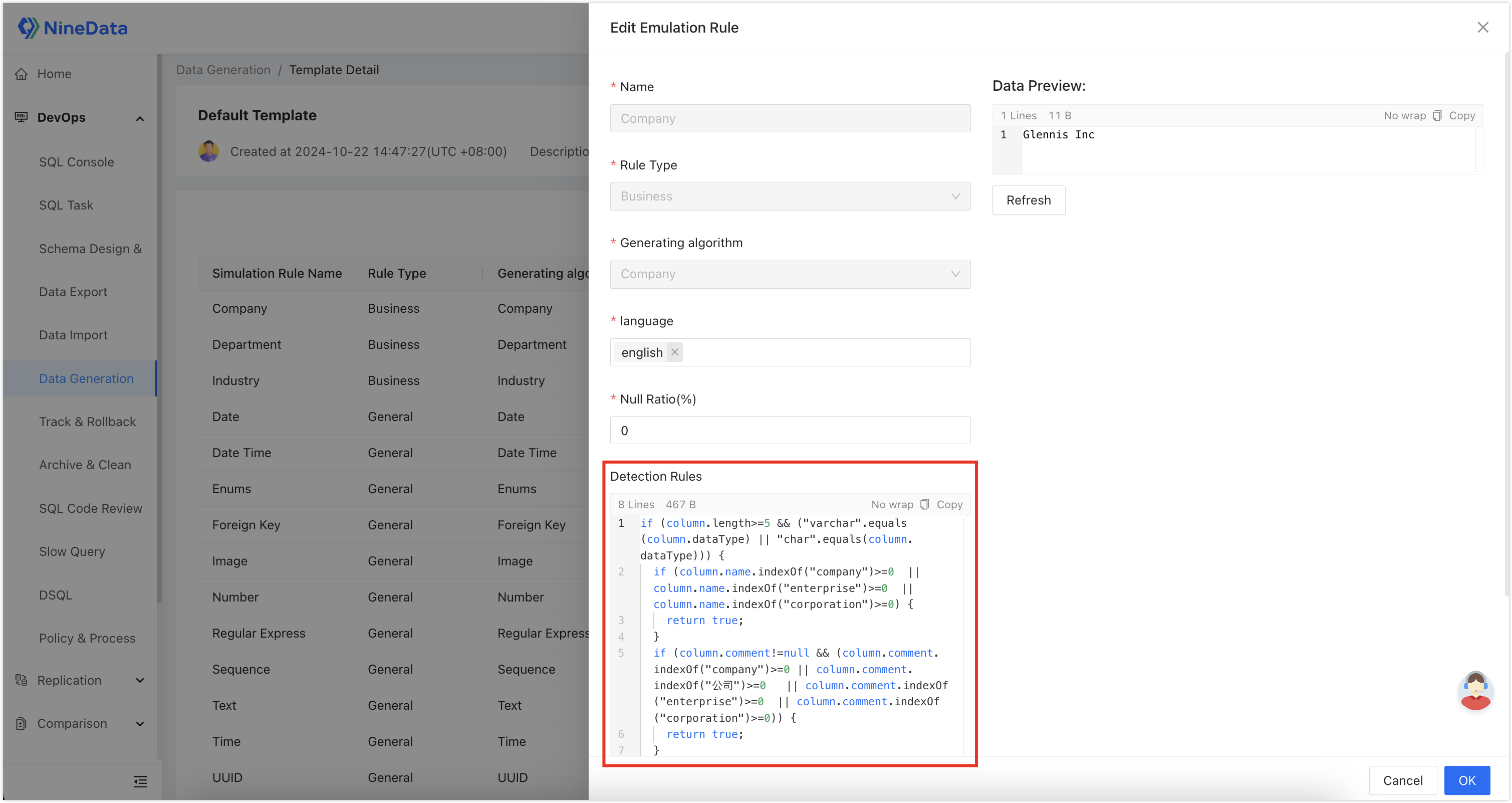 Automatic field rule matching